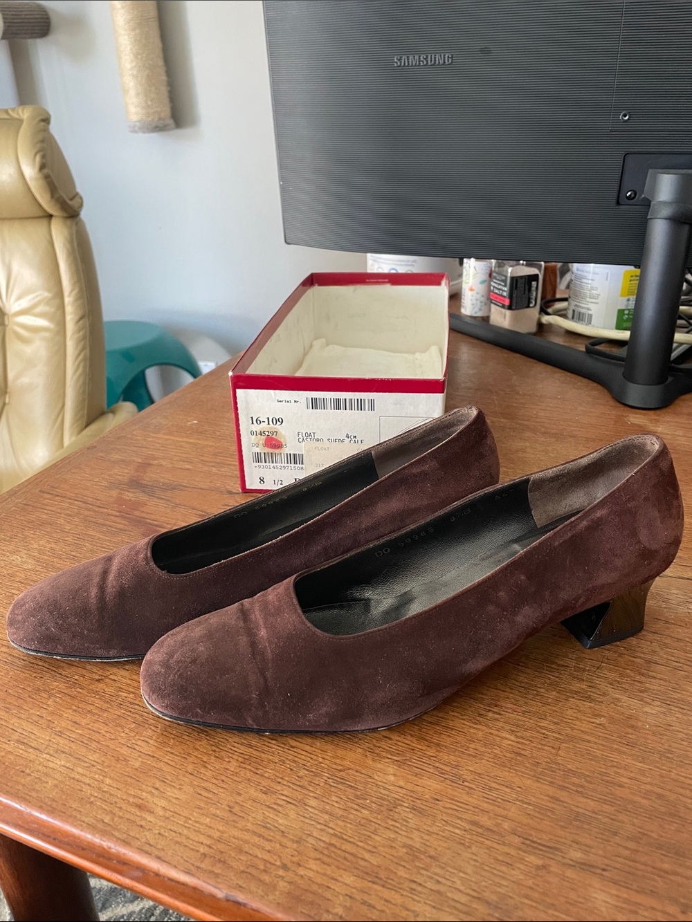 Salvatore Ferragamo Brown Suede Low Heel Pumps 8.5